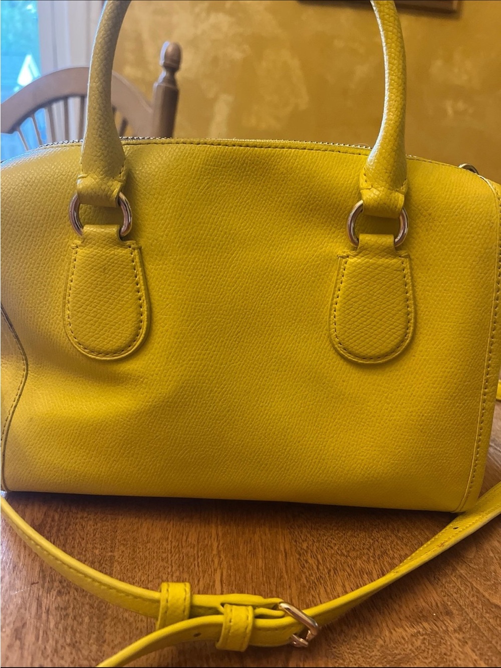 Coach Yellow Leather Satchel with Banana Charm Keyring - Picture 3 of 9